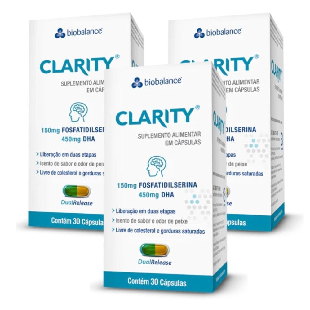 Kit 3 Clarity Fosfatidilserina 150Mg Dha 450Mg 30 Cáps