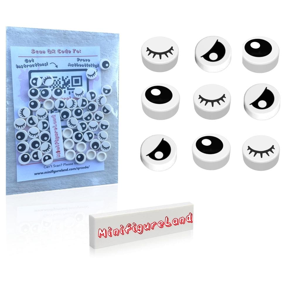 Peças LEGO, 50 peças, lote misto de azulejo branco 1X1 com olhos