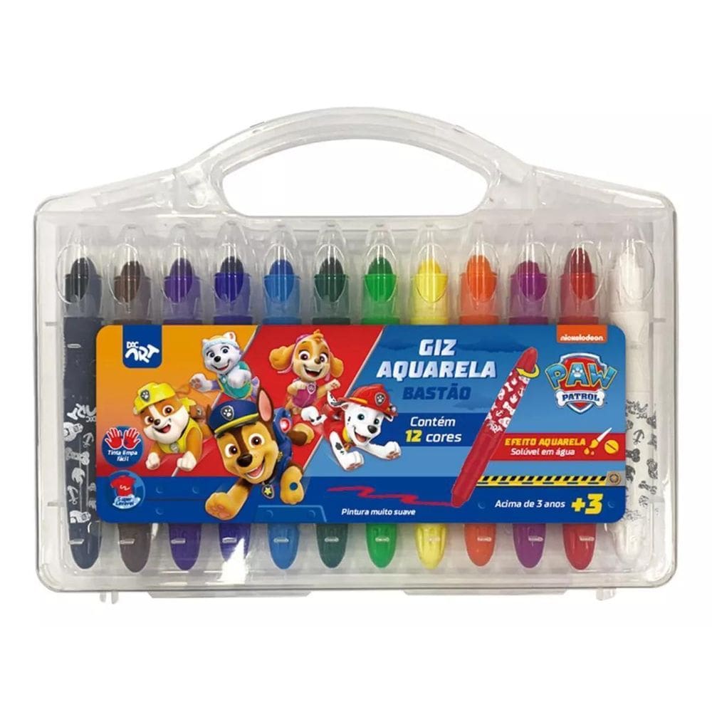 Giz De Cera Aquarela Dac Art - Patrulha Canina - 12 Cores