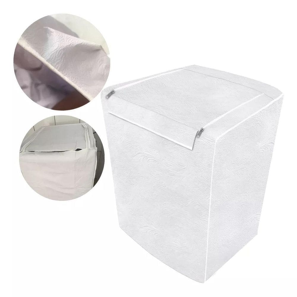 Capa Maquina De Lavar Branca Com Abertura Superior De Zíper