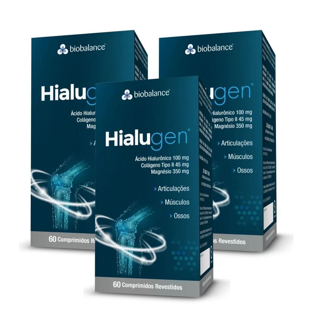 Kit 3 Hialugen Magnésio Colágeno Ácido Hialurônico