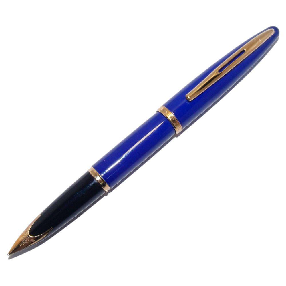Caneta Tinteiro Waterman Carene Laca Azul Pena Ouro 18K Nos