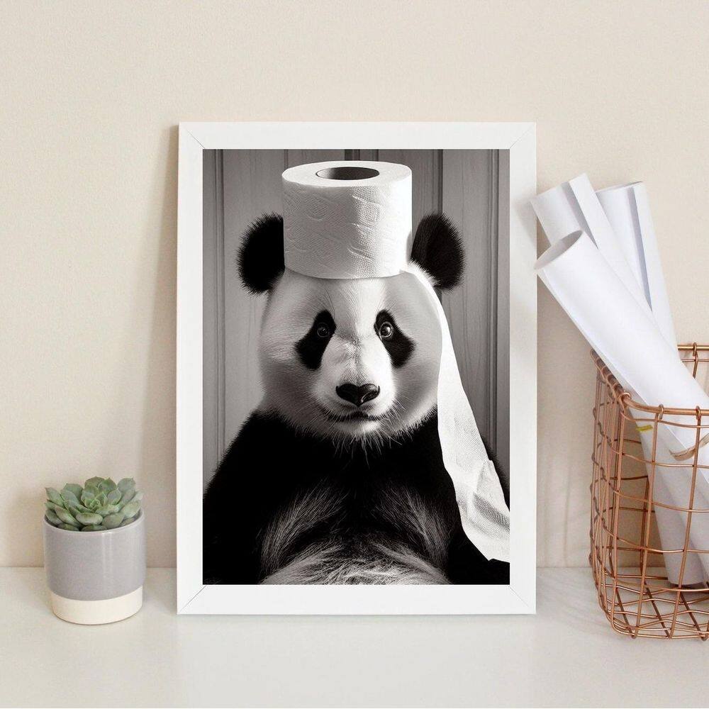Quadro Banheiro Ursinho Panda 24X18Cm