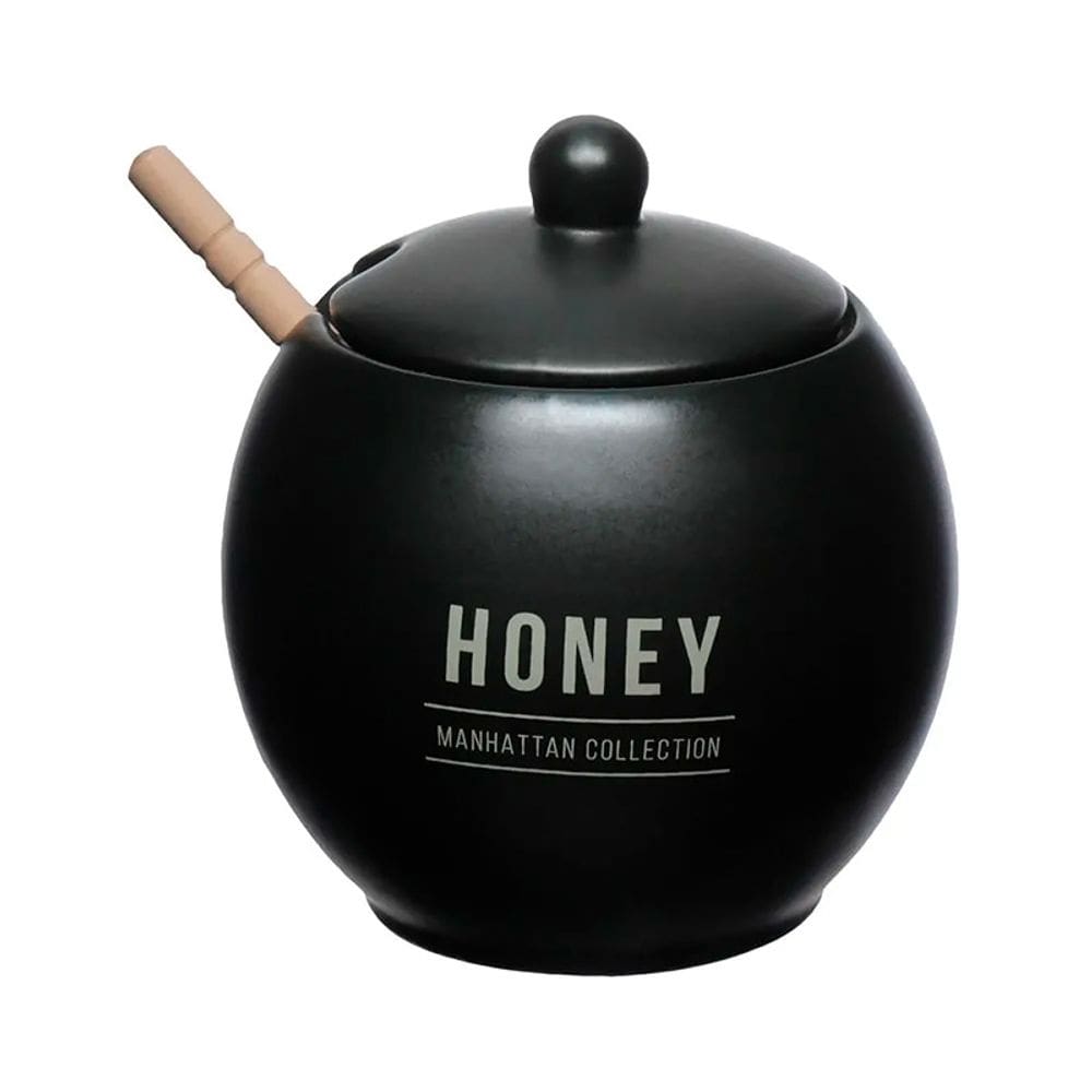 Meleira de Porcelana Manhattan e Bambu 350ml Preta MLRA306PT - Hauskraft