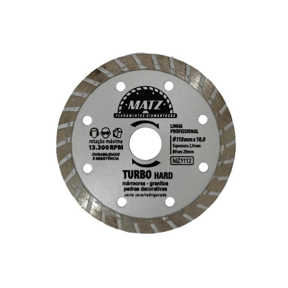 Disco De Corte Diamantado Turbo Hard 10Mm 110X20Mm Matz
