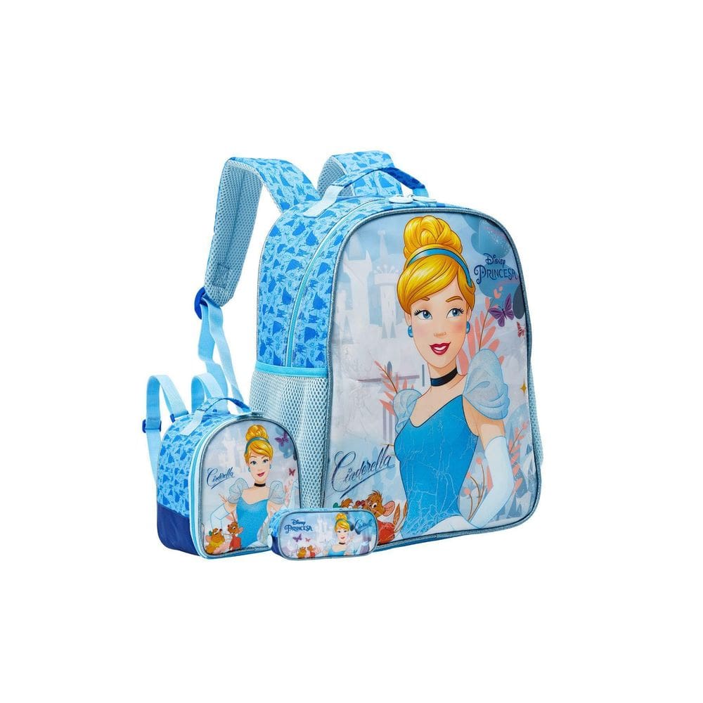 Kit Mochila De Costas +Lancheira +Estojo Cinderela
