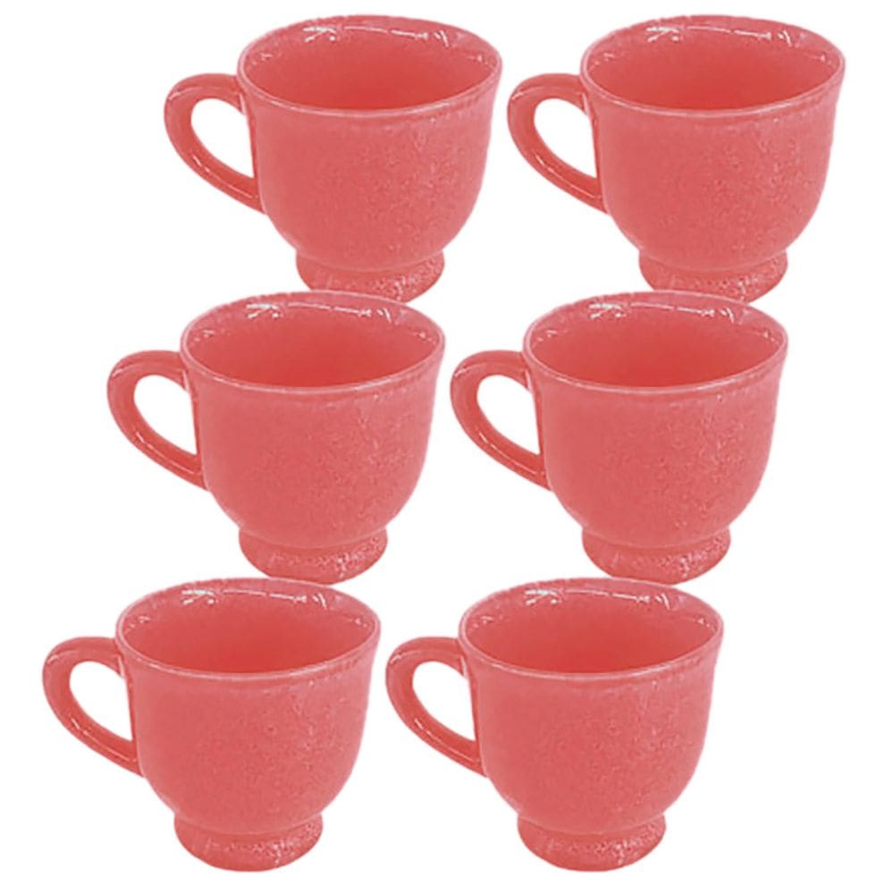Conjunto 6 Xícaras de Café Porcelana Glaze Rosa 100ml JGXC089RS - Hauskraft