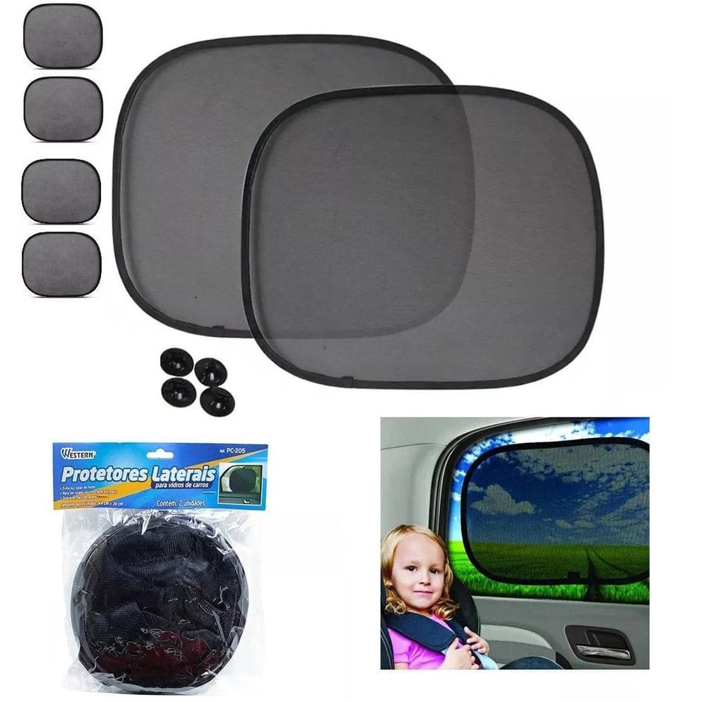 Kit 4 Protetores Laterais De Vidros De Carros Proteção Solar