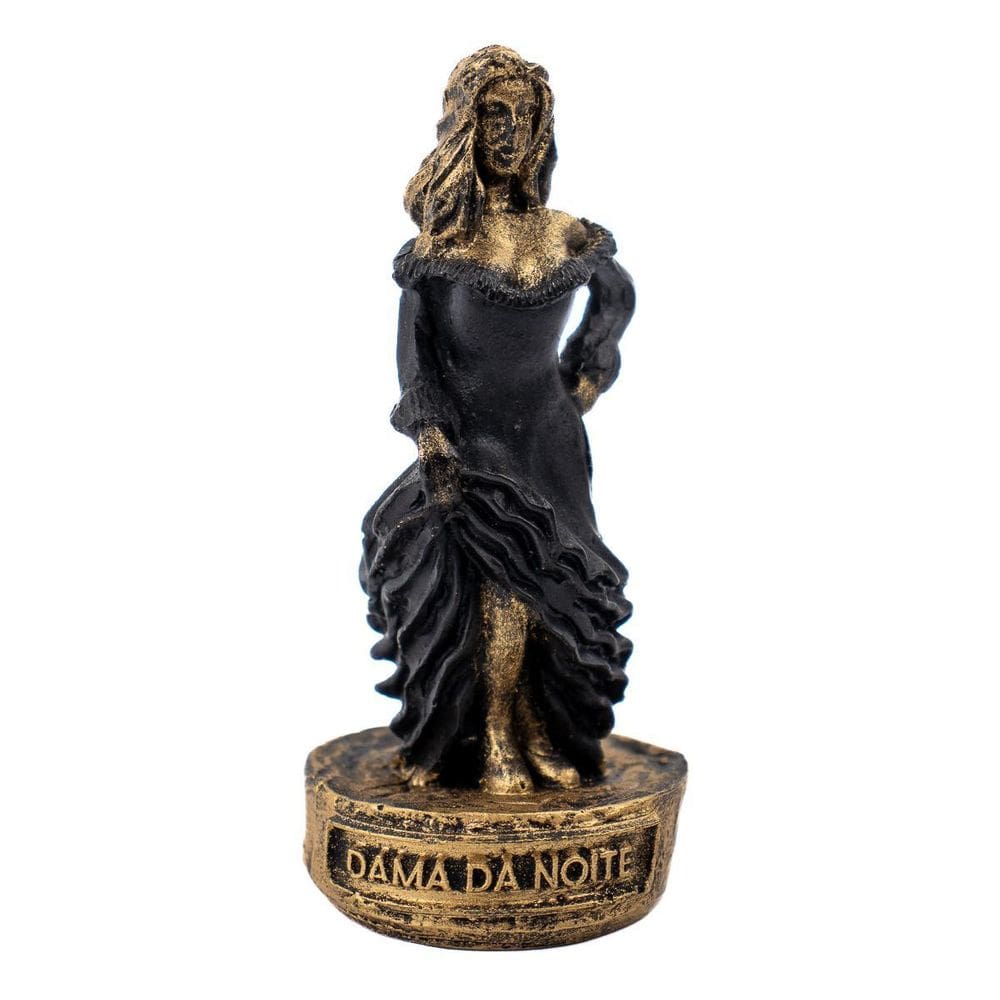 Escultura Dama Da Noite Preta Vintage Em Resina 10 Cm