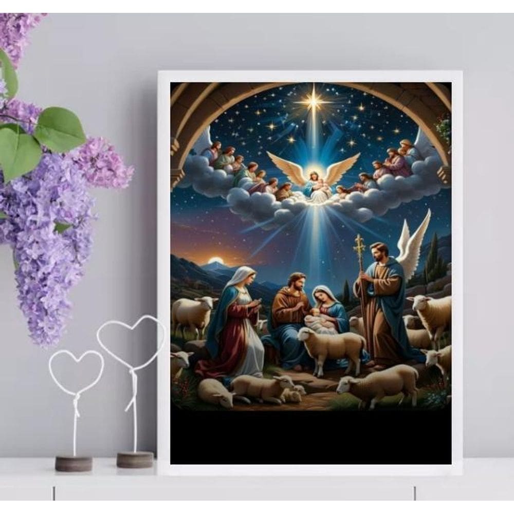 Quadro O Nascimento De Menino Jesus 45X34Cm