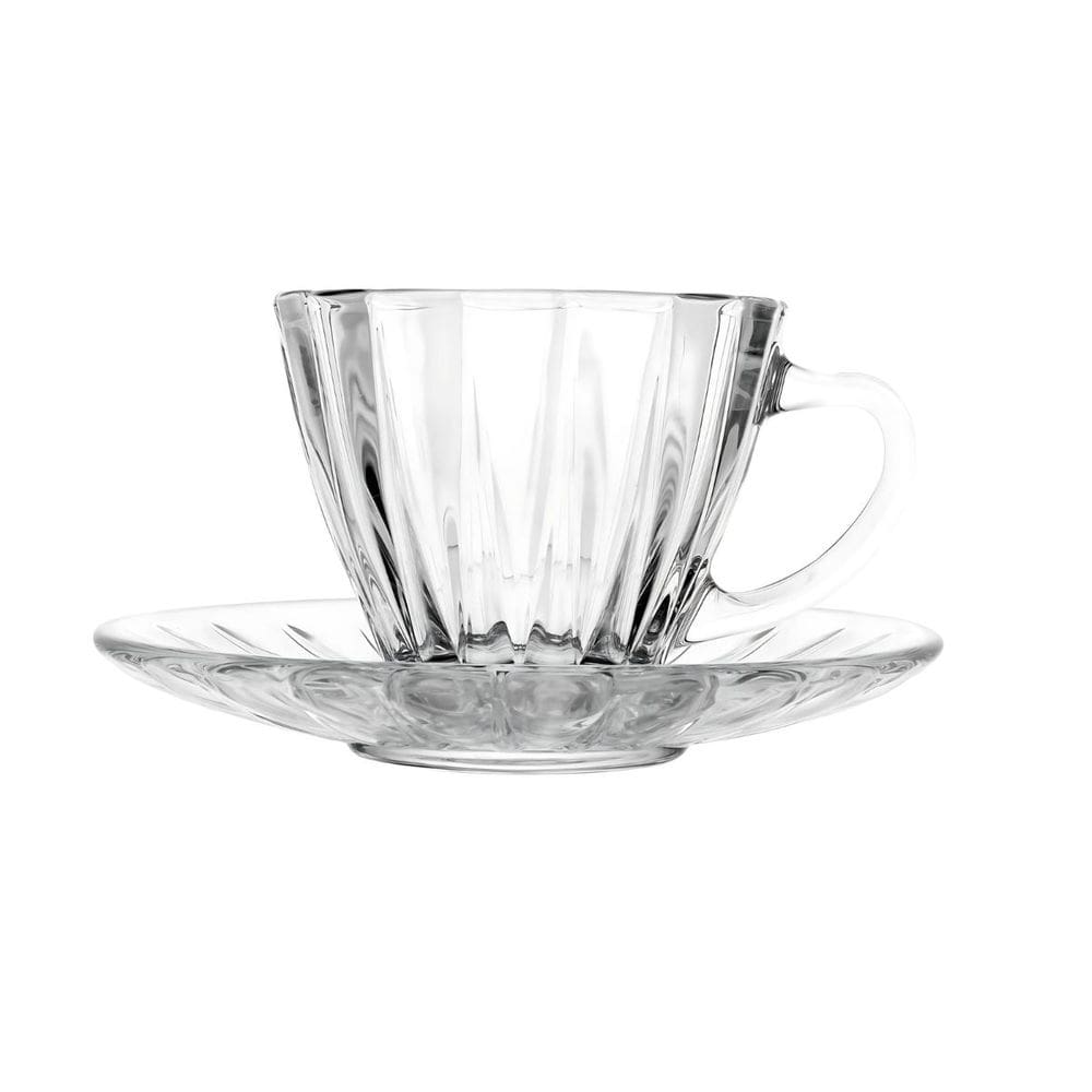 Conjunto 2 Xícaras para Chá de Cristal com Pires Radial 180ml 220367 - Lyor