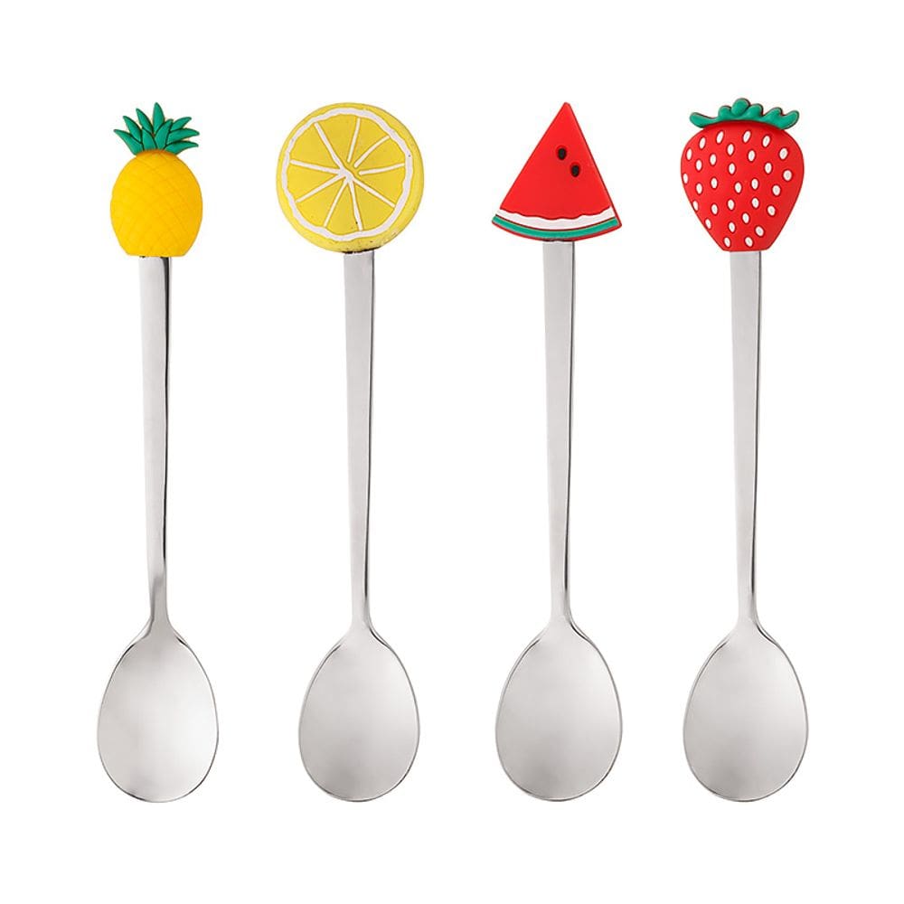 Conjunto 4 Colheres de Chá de Aço Inox Fruit Prata 28870 - Wolff