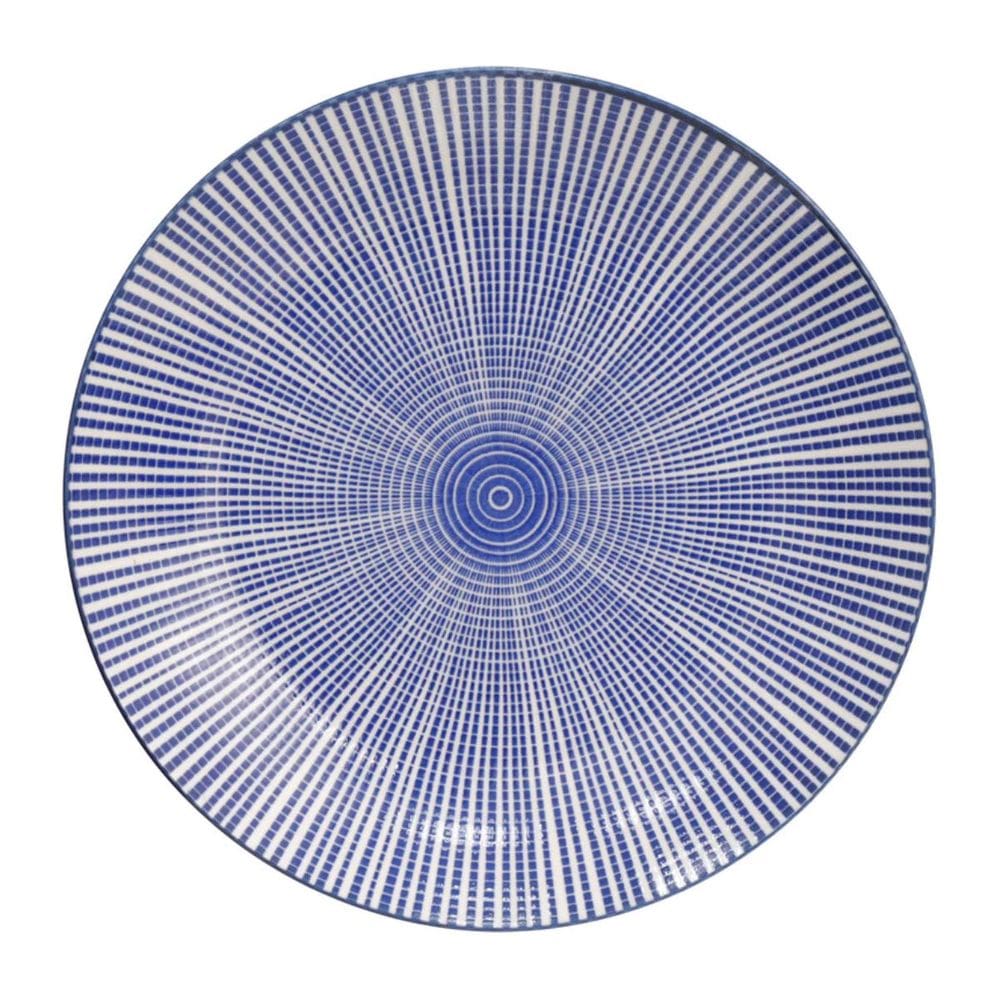 Prato Sobremesa 19,5cm Stripe Azul em Cerâmica PCLN219AZ - Hauskraft