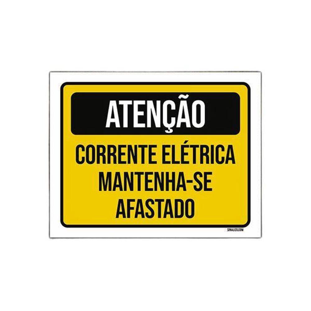Placa De Sinalização - Atenção Corrente Elétrica 27X35