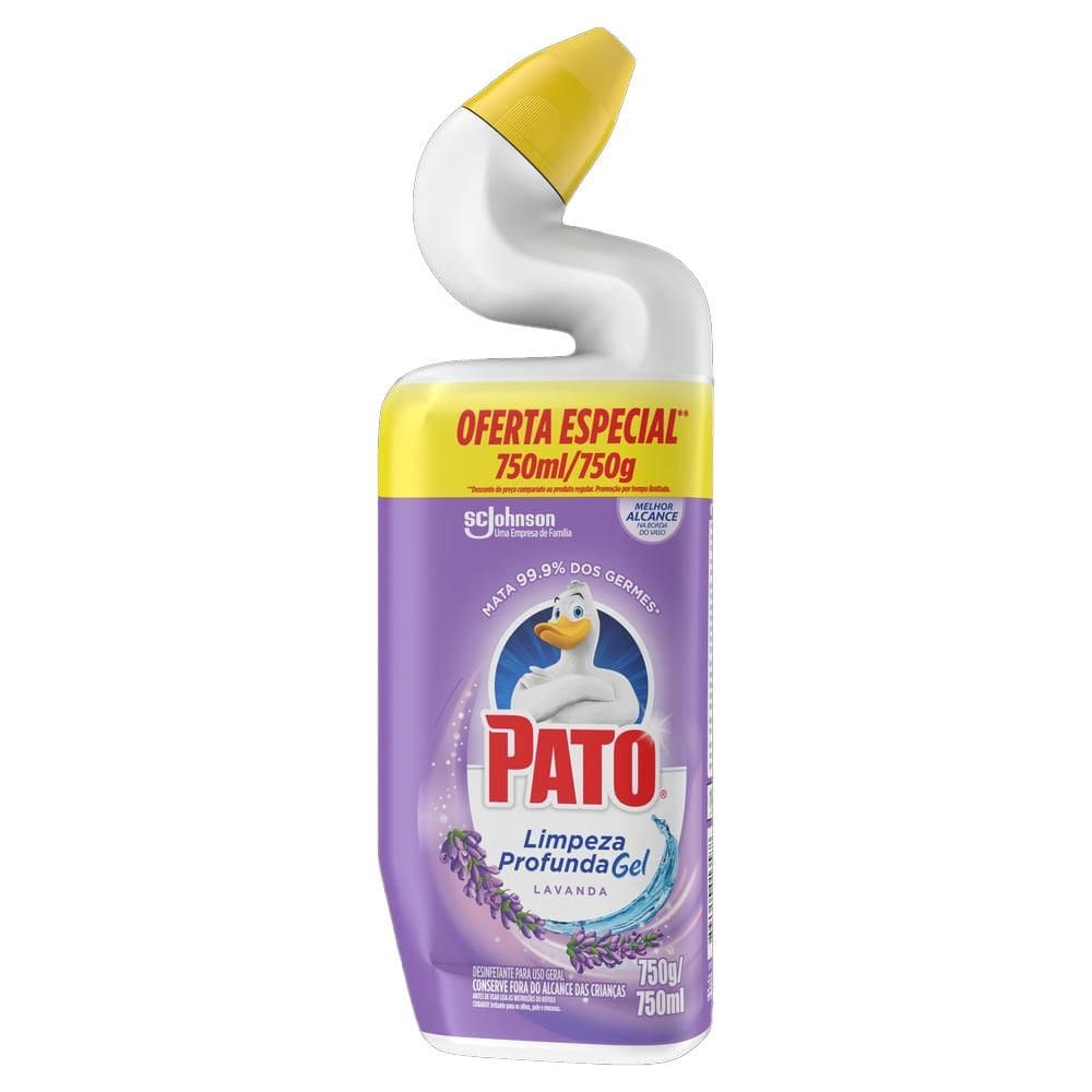 Desinfetante Gel Uso Geral Lavanda Pato Limpeza Profunda Squeeze 750ml