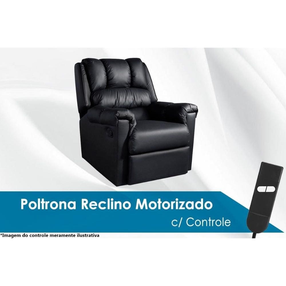Poltrona Reclinável p/ Sala Motorizada Vermont Classic Zero Wall Courano Preto - Probel
