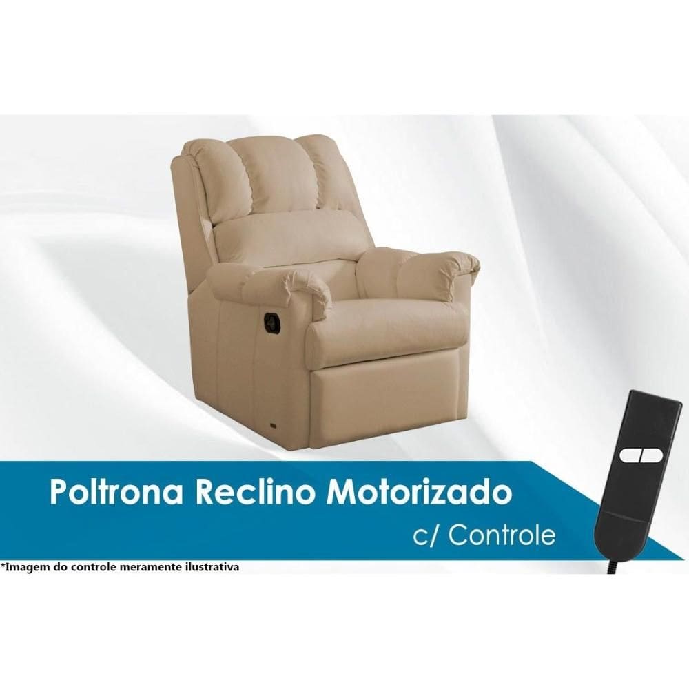 Poltrona Reclinável p/ Sala Motorizada Vermont Classic Zero Wall Courano Bege - Probel