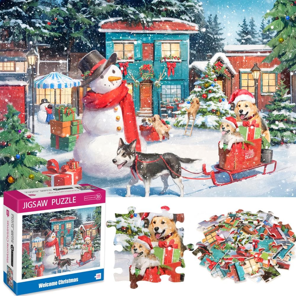Puzzle KWYZ 100 peças de boas-vindas ao Natal para crianças 4-6 8-10