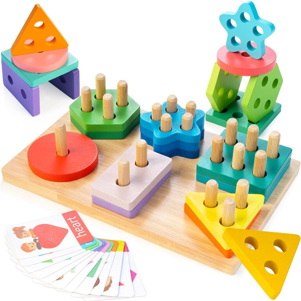 Brinquedos de separação e empilhamento de madeira AMAWOOD Montessori 1-3 anos