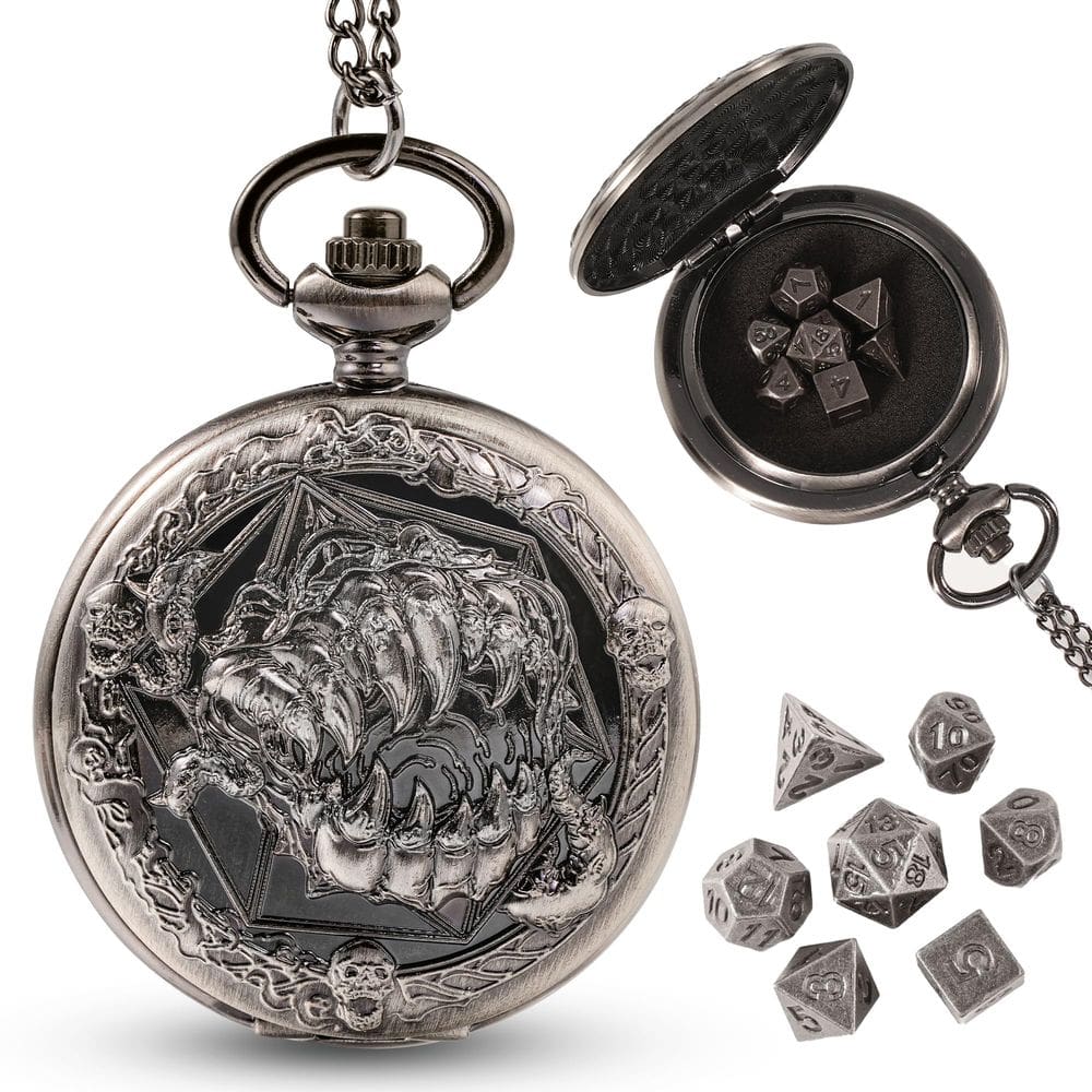 Conjunto de dados Banloga Mini DND, 7 peças de metal com estojo de bolso