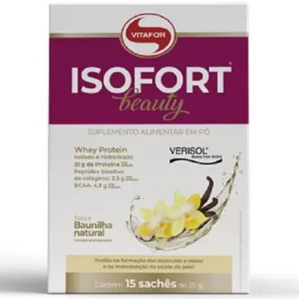 Whey Protein Isolado e hidrolisado Isofort Beauty (15 sachês de 25g) Vitafor