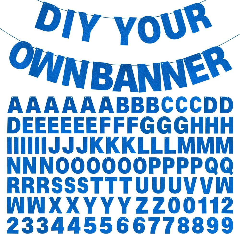 Kit de banner DIY mifengda Glitter Letters Blue Birthday Party