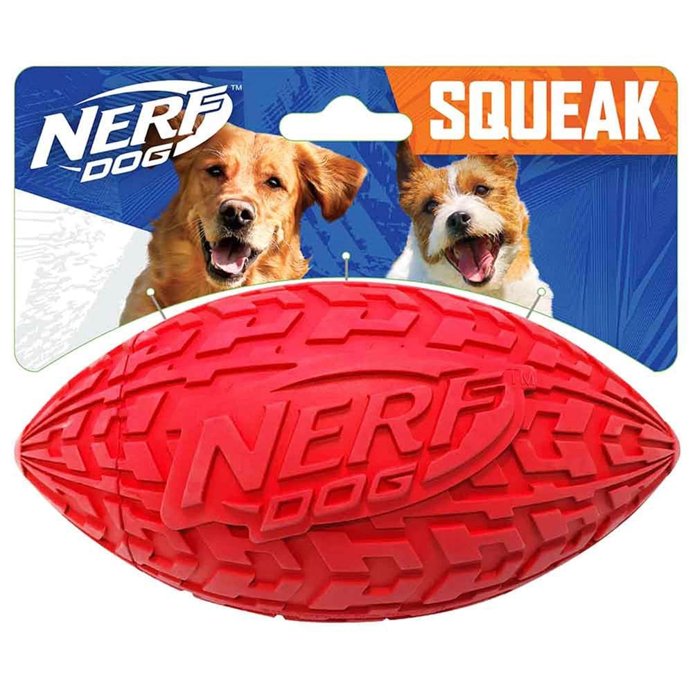 Dog Toy Nerf Dog Tire Football com Squeaker Red Interactive