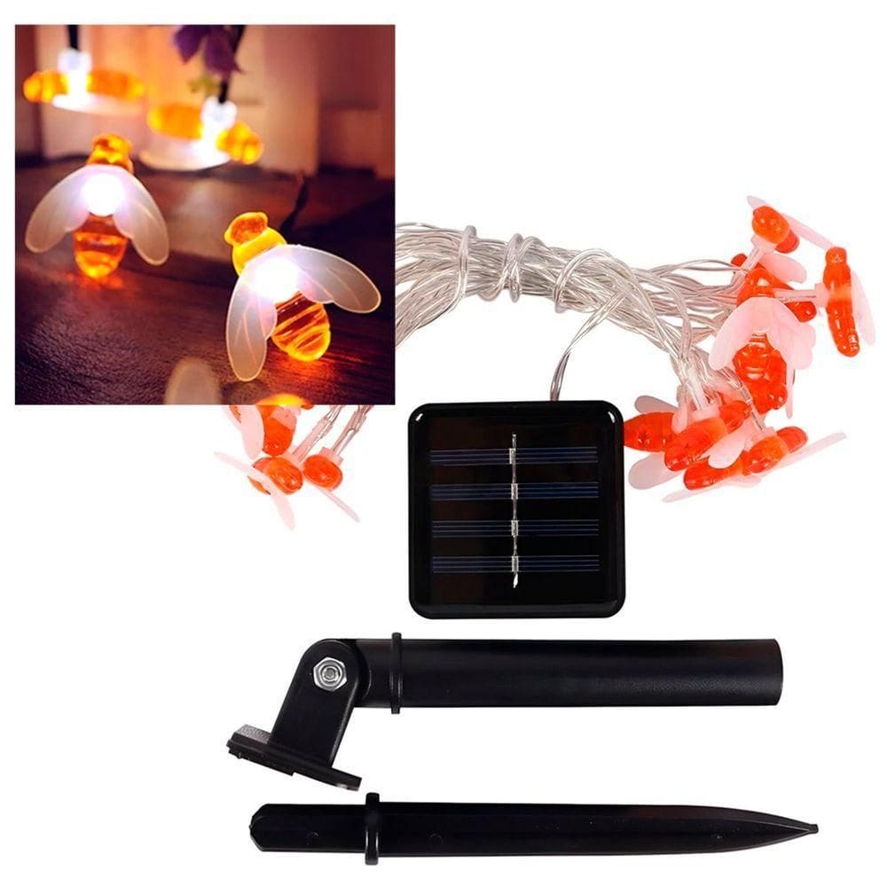Cordão Leds Solar Lâmpadas Luzes Estilo Abelhas Brancas 5m