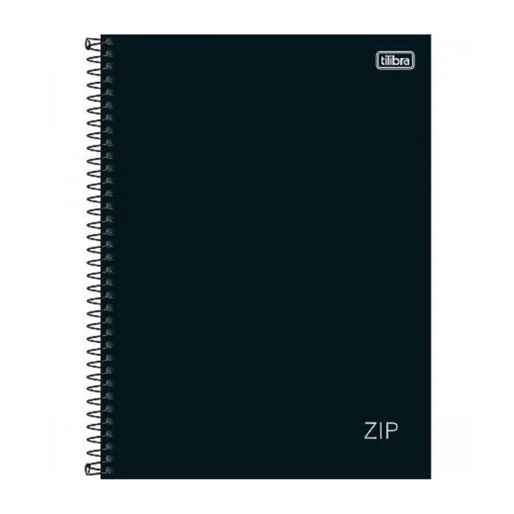 Caderno Espiral Zip Preto Universitário 20x27,5cm 1 10 e 20 Matérias - Tilibra