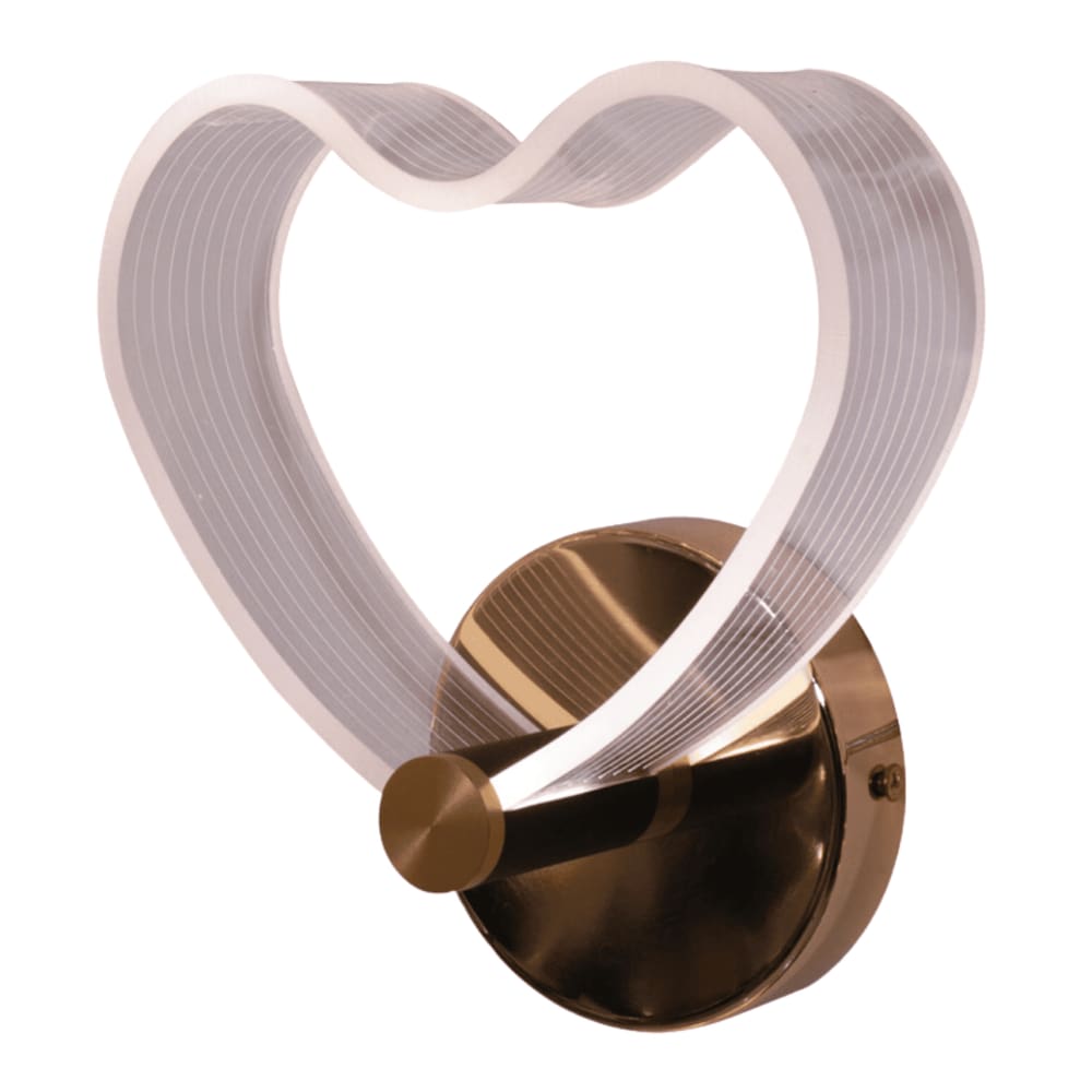 Arandela Love Dourada 20cm IP20 Led 8W 3 em 1 Bivolt