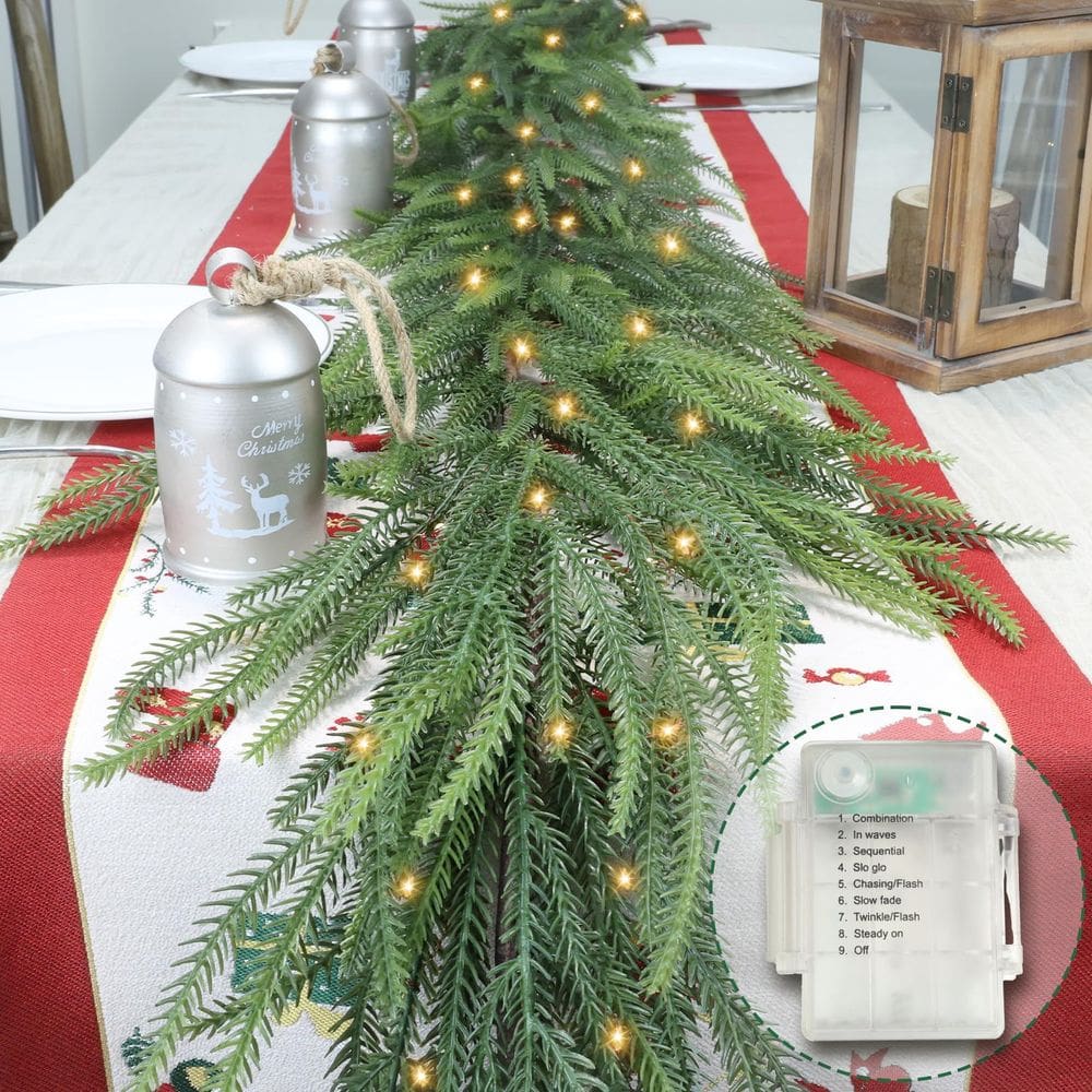 Guirlanda de Natal OZFHUA 1,8 m com pinho de luzes para decoração de casa