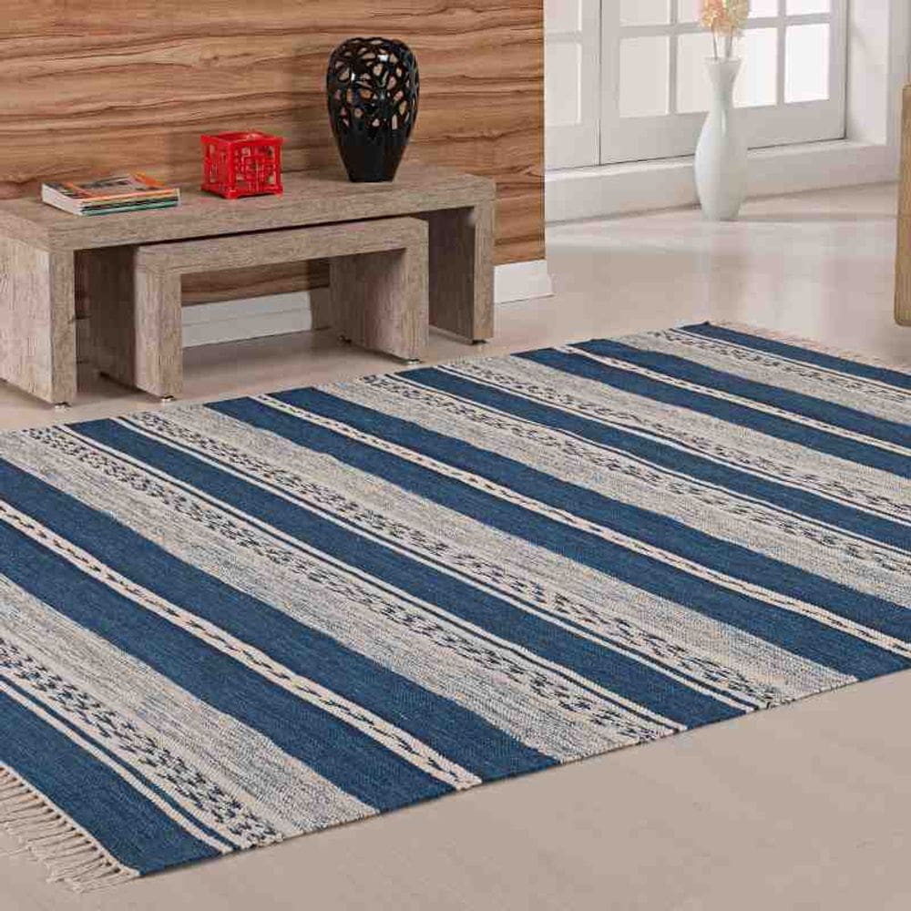 Tapete Kilim Raipur 0,60 x 0,90 Azul Niazitex