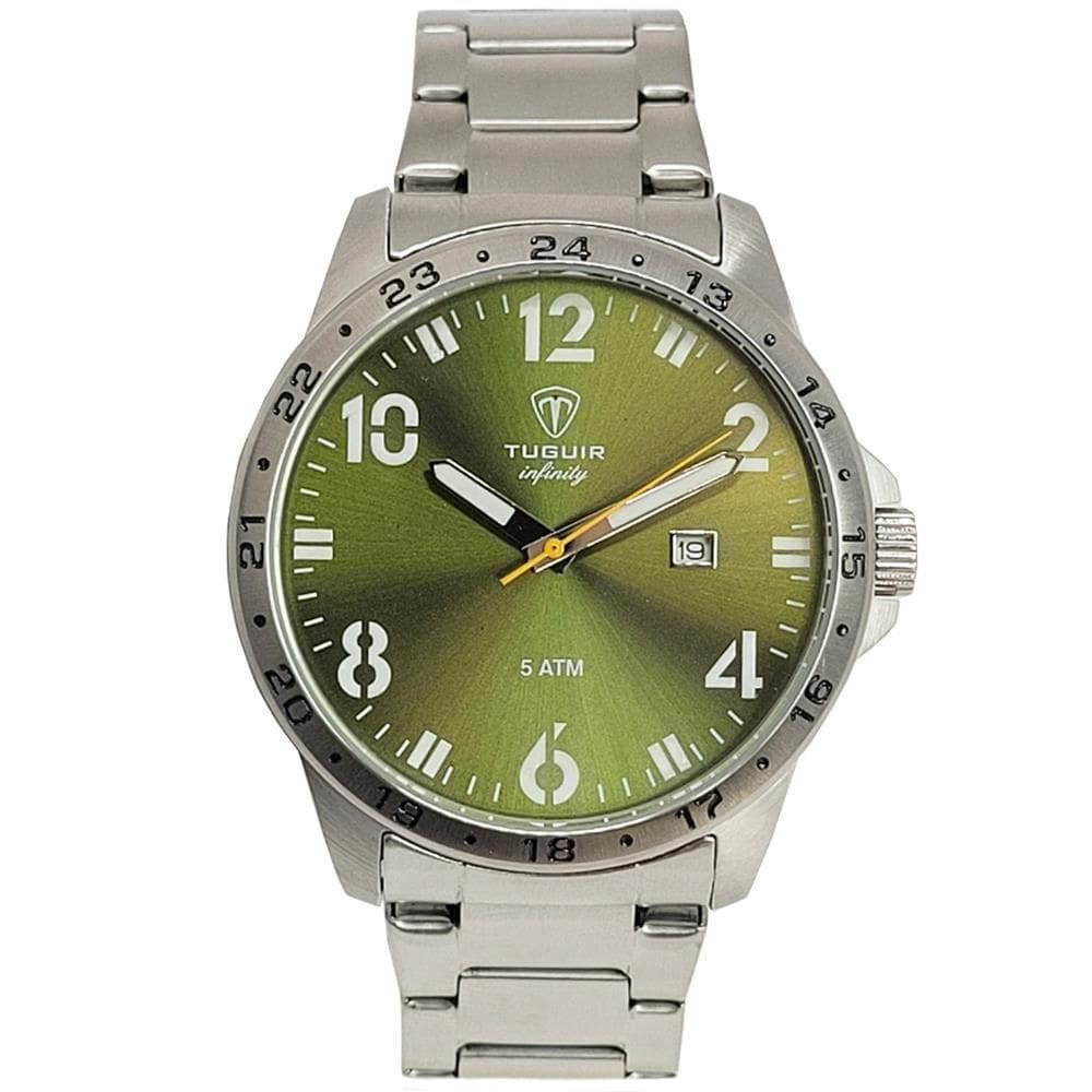 Relógio Tuguir Masculino Ref: Tg9167d Tgi37100 Casual Aço Prateado