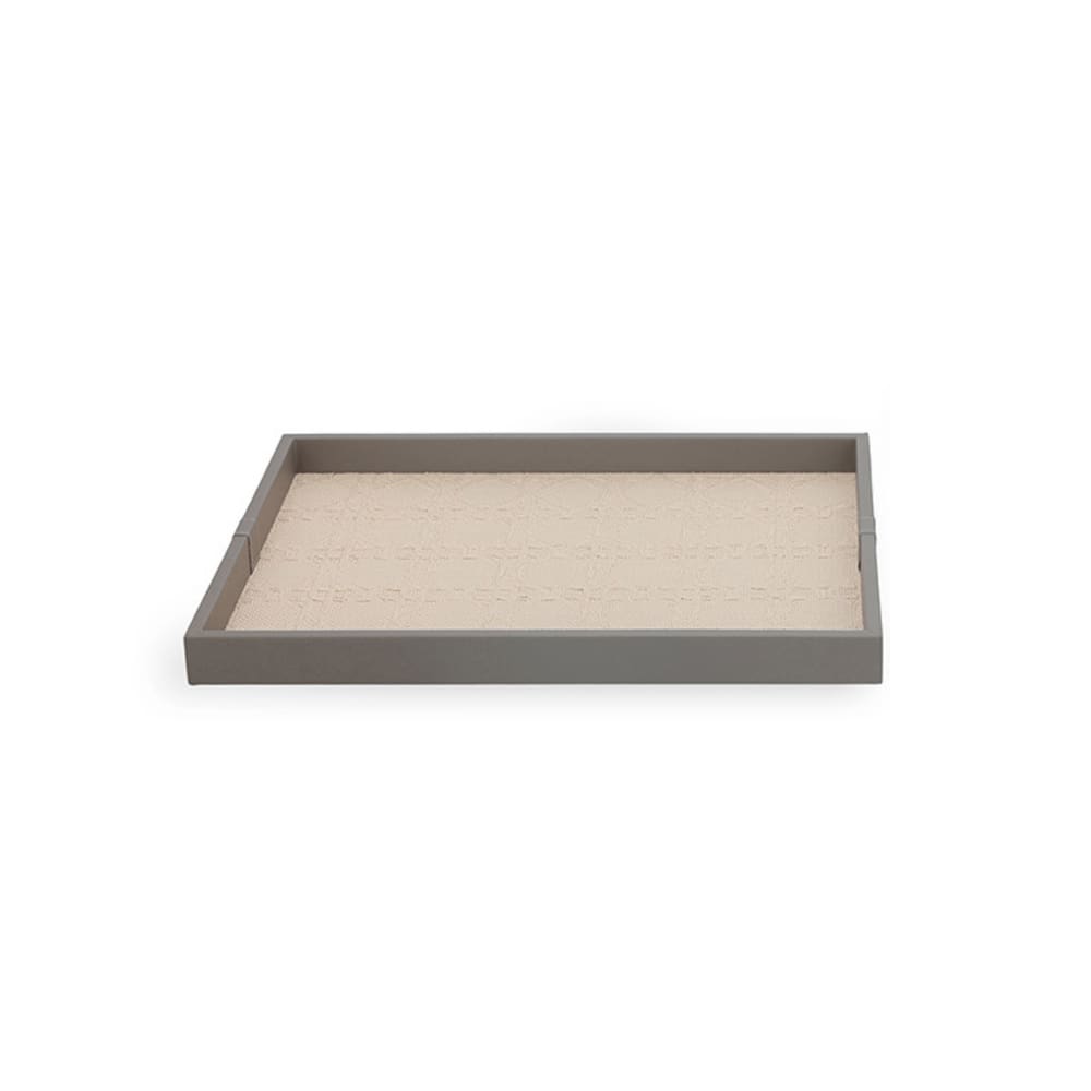 Bandeja Decorativa em Mdf com Revestimento em Pu Bege Claro e Cinza 40cm 19331-P Mart