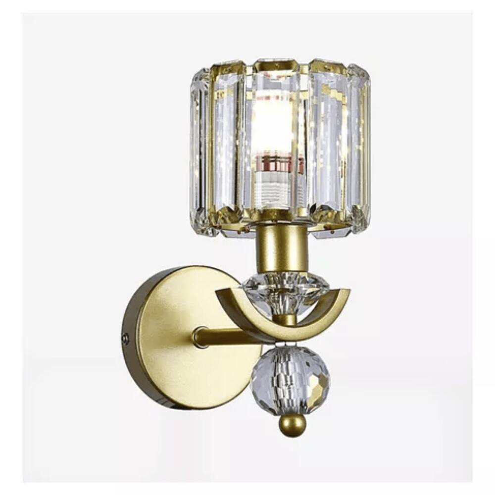 Arandela Dourada com Cristais 23cm 1E14