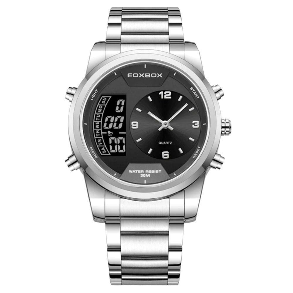 Relógio Digital Masculino Casual Esportivo De Quartzo Em Aço Inoxidavel Impermeavel Prata