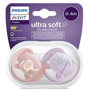 Chupeta Ultrasoft 0-6m c/2 Elefante Rosa Philips Avent