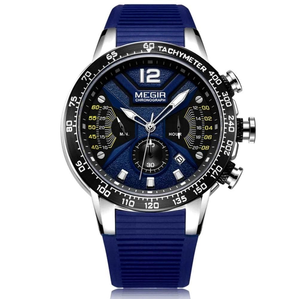 Relógio De Pulso Masculino Design Robusto Esportivo Impermeável Pulseira De Silicone Azul