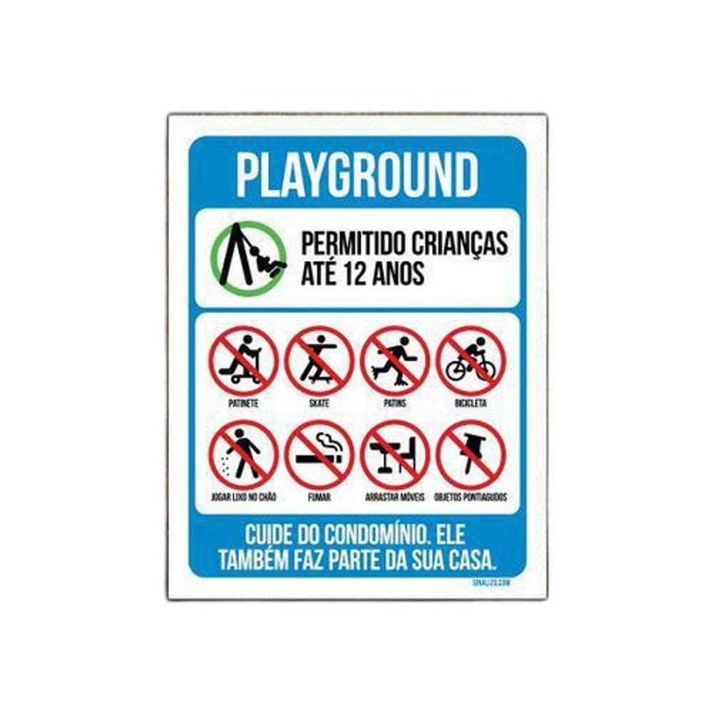 Placa Sinalização - Condomínio Playground Crianças 36X46