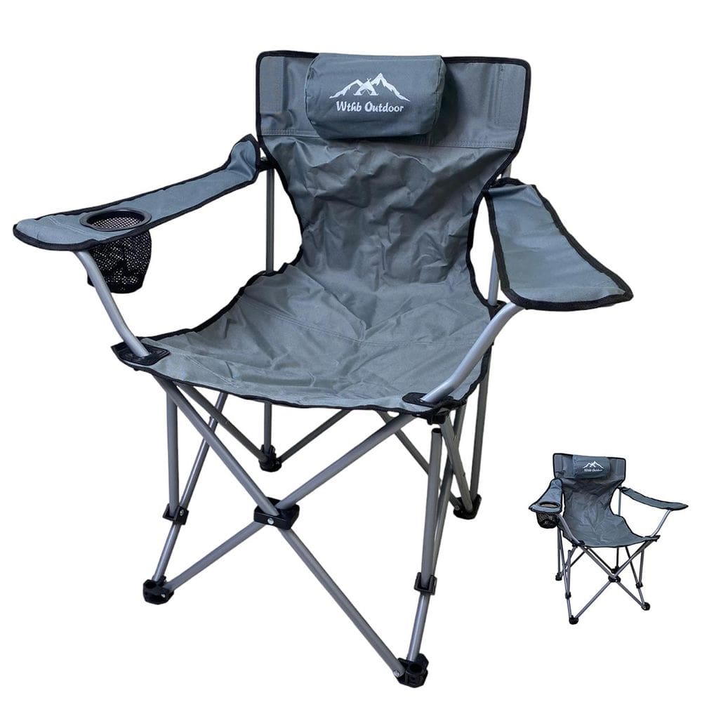 Cadeira de Camping Dobravel Apoio de Braço Porta Copo Bolsa de Transporte Viagem Passeio Lazer Jardim Quintal Piquenique Praia Sol Verao Piscina