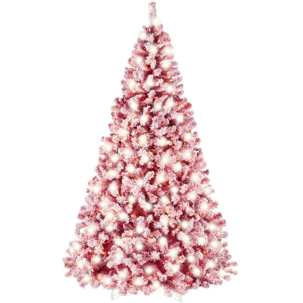 Árvore de Natal Best Choice Products pré-iluminada em vermelho de 4,5 pés com 200