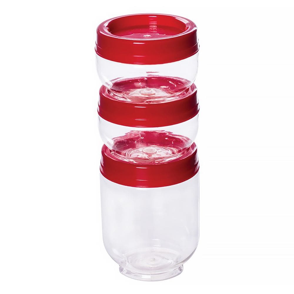 Conjunto 3 Potes Porta Tempero Condimento Gire e Trave Vermelho 9099 - Plasútil
