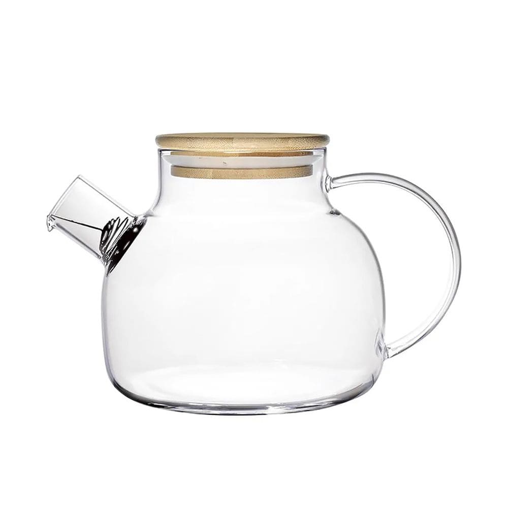 Chaleira de Vidro com Coador Inox no Bico com Tampa Bambu Coad Stanford 1L CHLR025 - Hauskraft