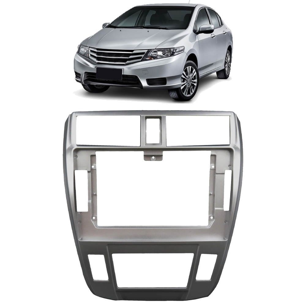 Moldura 2 Din 10\" Polegadas Honda City 2008 a 2014 Ar Digital