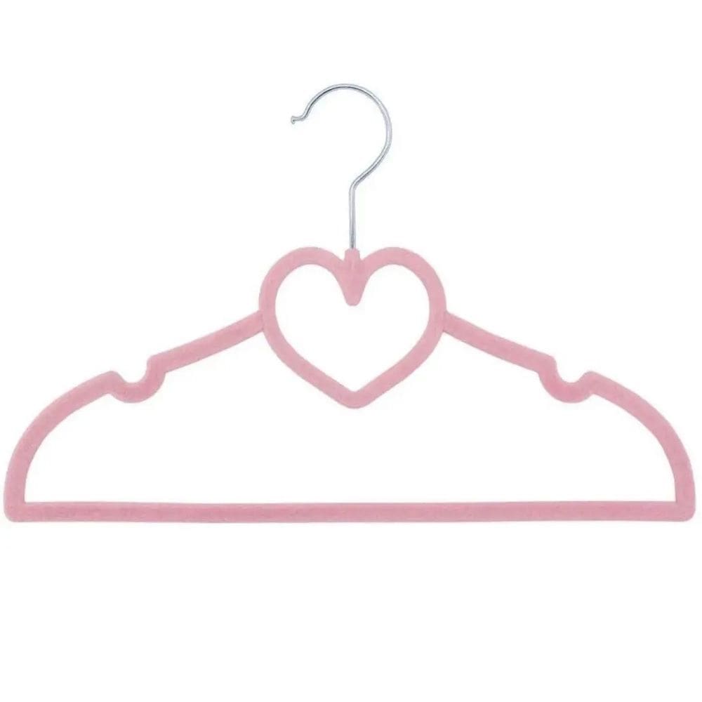 Cabide Infantil Veludo Coração Rosa 5und Clingo