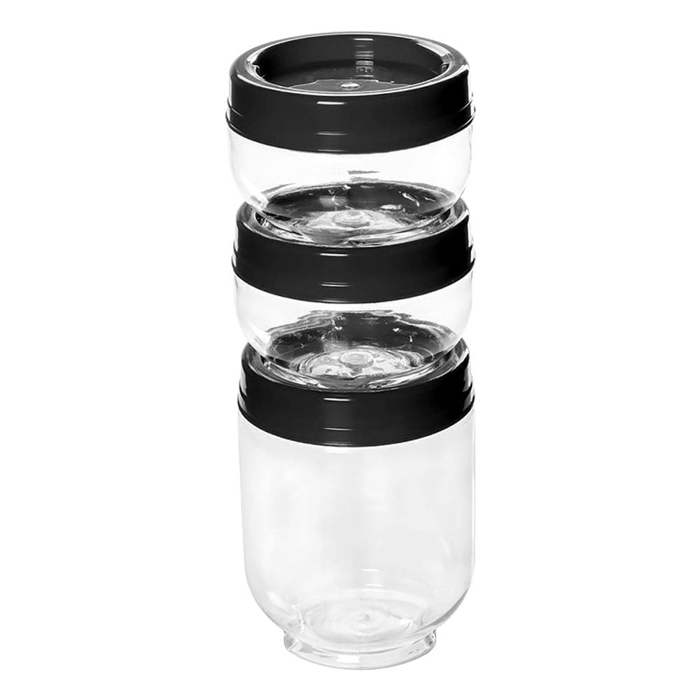 Conjunto 3 Potes Porta Tempero Condimento Gire e Trave Preto 9099 - Plasútil