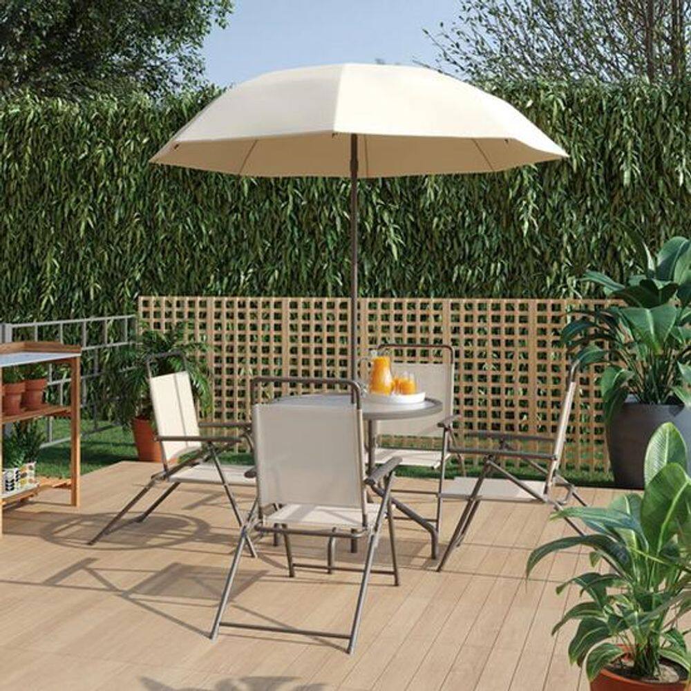 Conjunto Para Jardim 4 Lugares Aço Bege - Kangfu