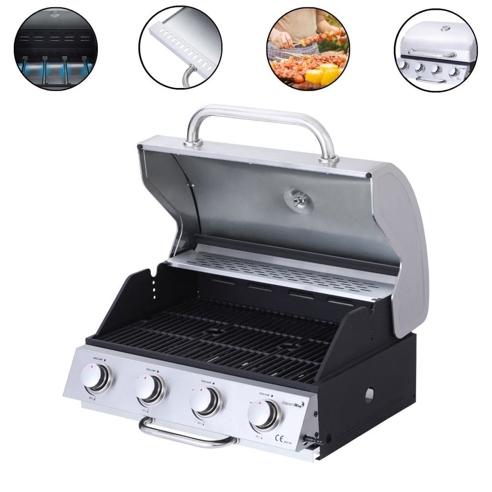 Churrasqueira de Embutir Bancada Inox a Gás 4 Queimadores Push Turn Importway Iwcg-005