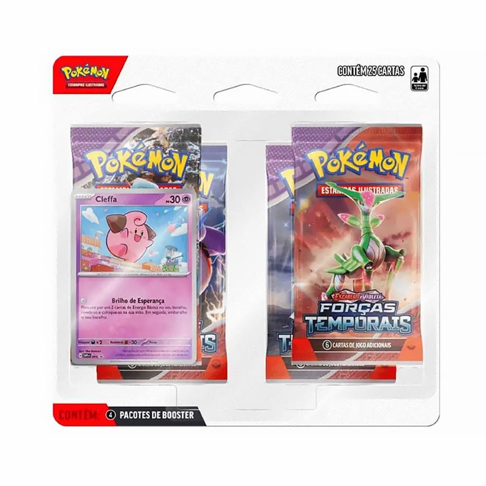 Pokémon Blister Quadruplo Escarlate e Violeta Forças Temporais Cleffa 33973 33974 - Copag