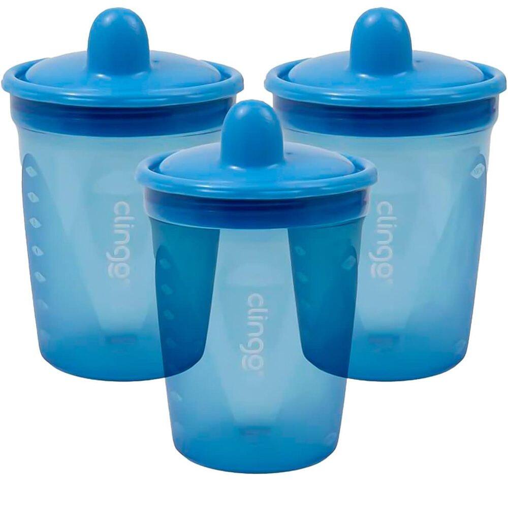 Kit Copo Transição Bico Rígido 3und 250ml +6m Azul Clingo